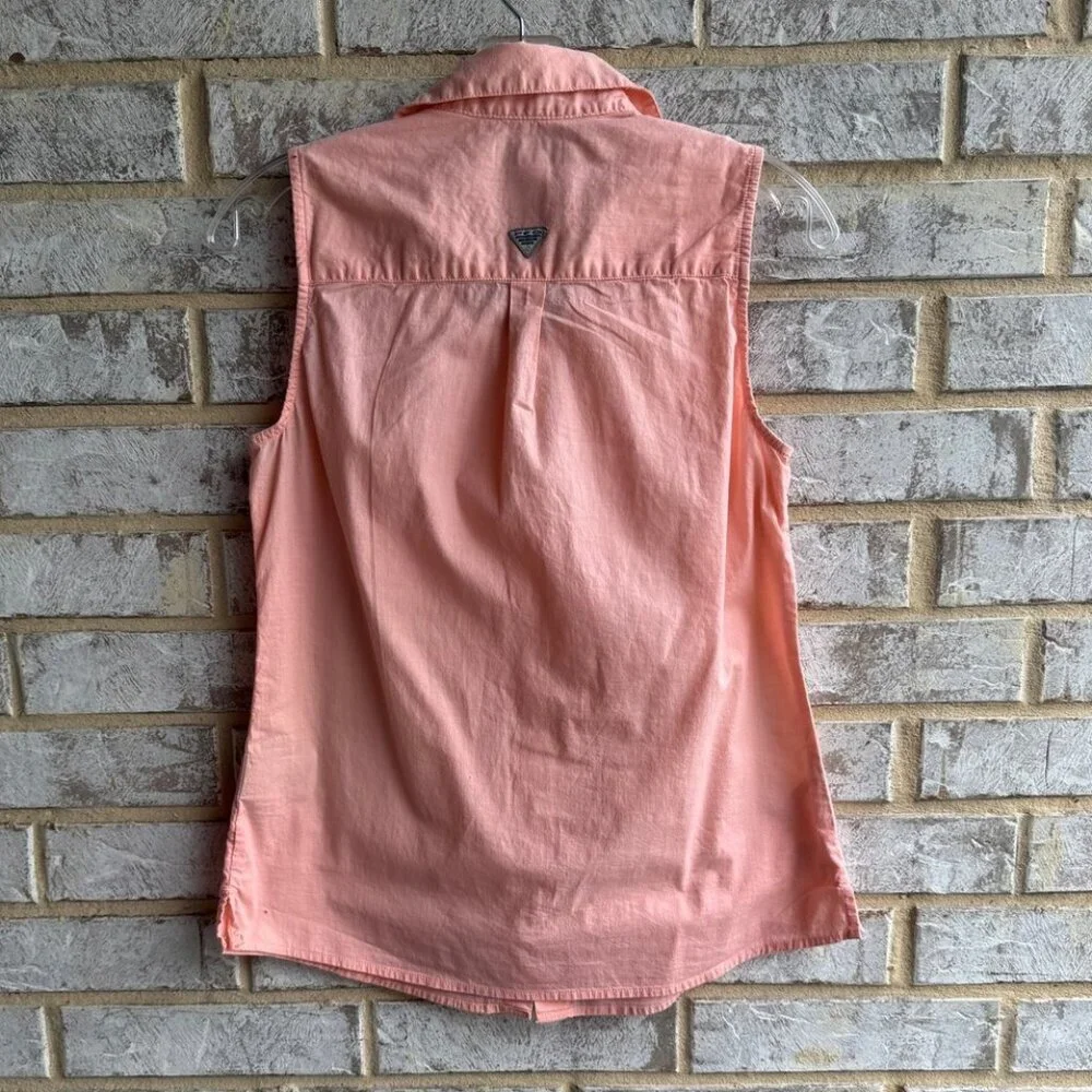 Columbia Sleeveless Button Front Collared Cotton Blend Shirt Women's Size S